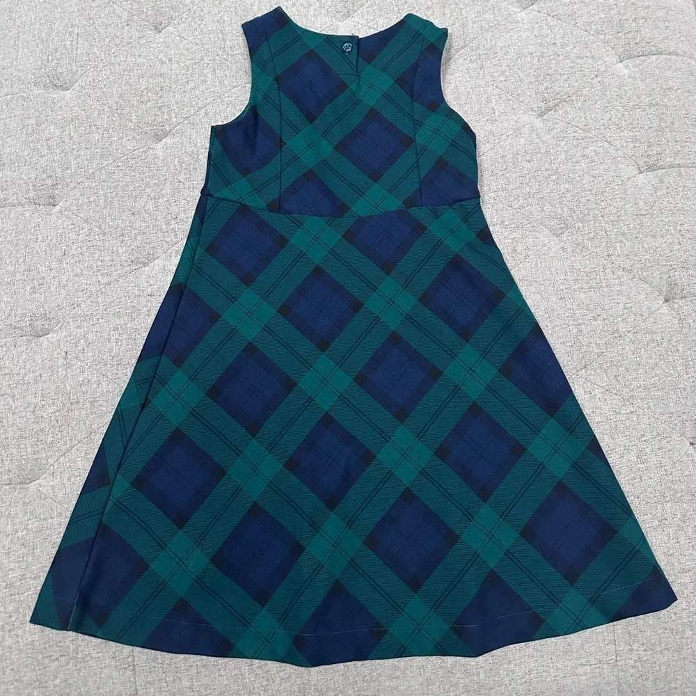 Gymboree navy blue and green tartan holiday Christmas dress size 7